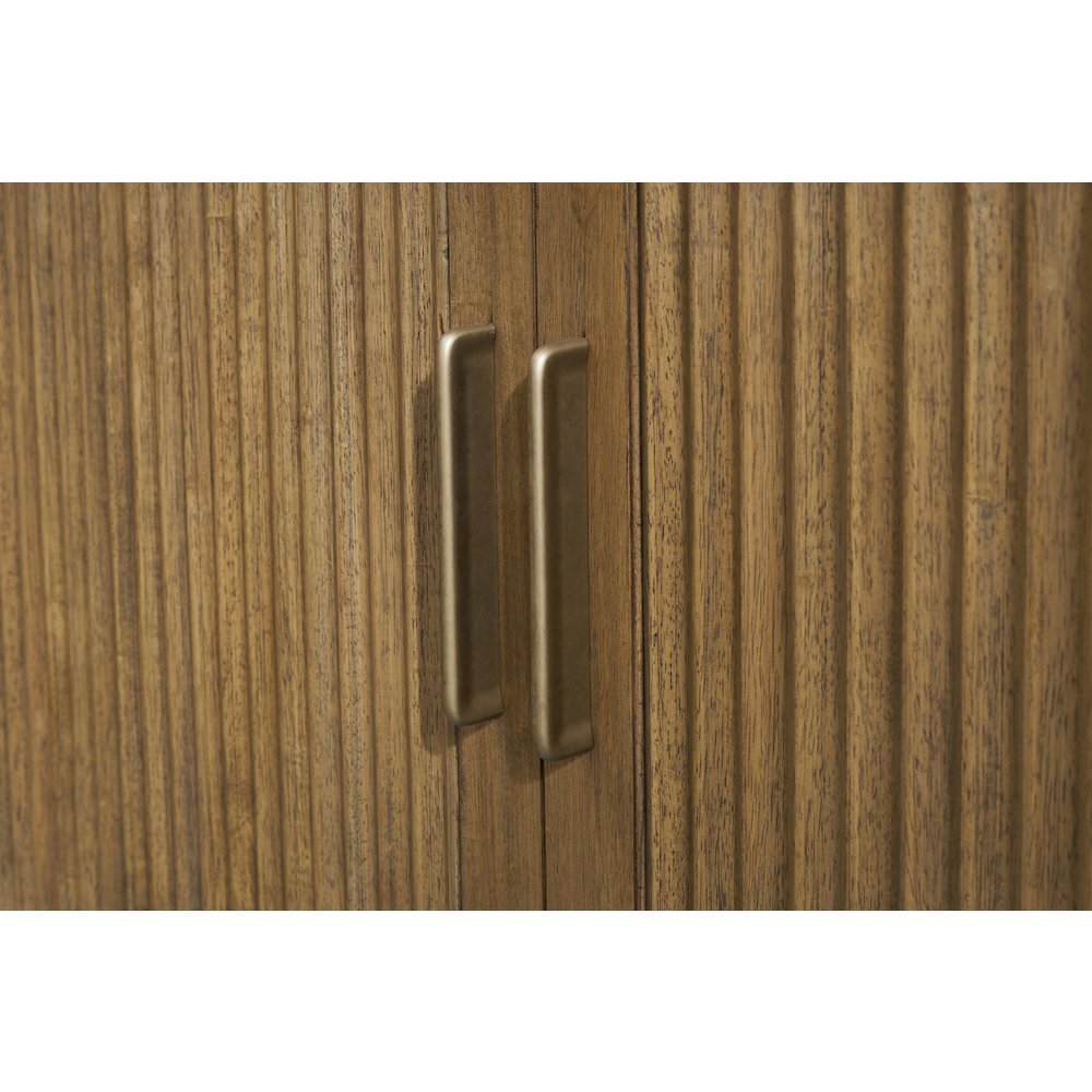 Queen Cabinet Bed in Warm Brown with Reeded Design Details Flip-Top. Picture 5