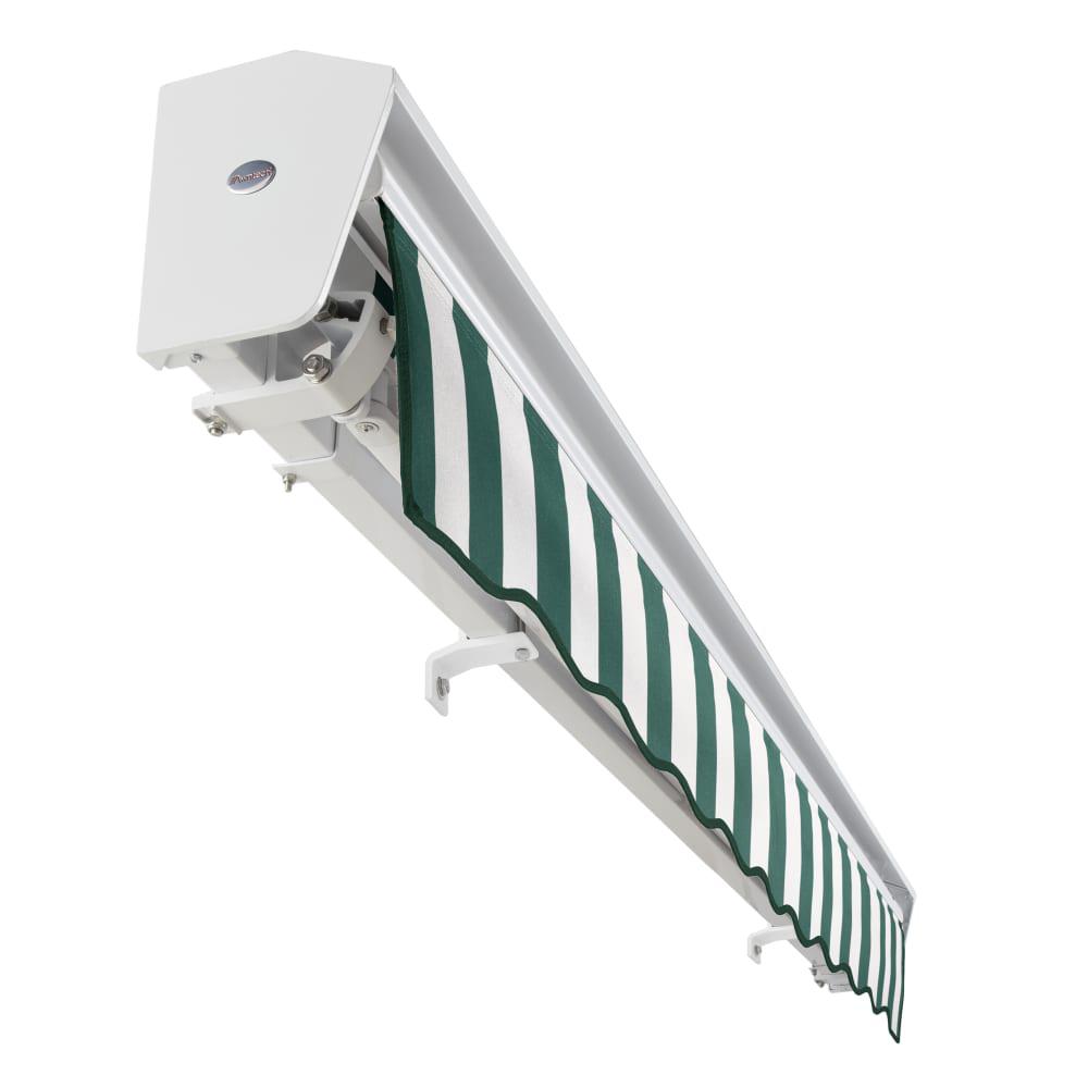 14' x 10' Destin Right Motorized Patio Retractable Awning, Forest/White Stripe. Picture 5