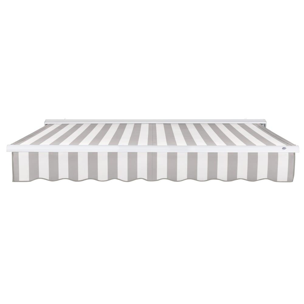 24' x 10' Destin Right Motorized Patio Retractable Awning, Gray/White Stripe. Picture 3
