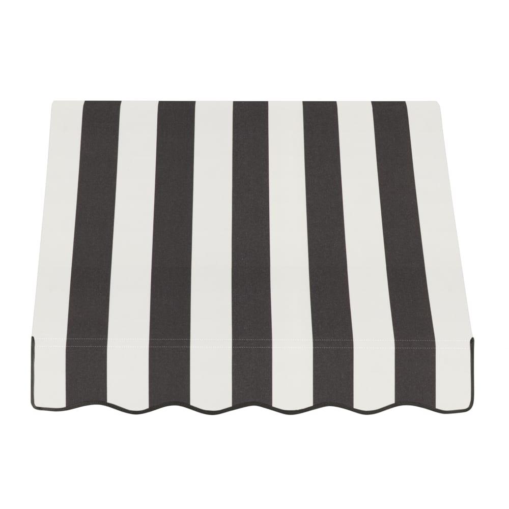 Awntech 3.375 ft Dallas Retro Fixed Awning Acrylic Fabric, Black/White Stripe. Picture 2