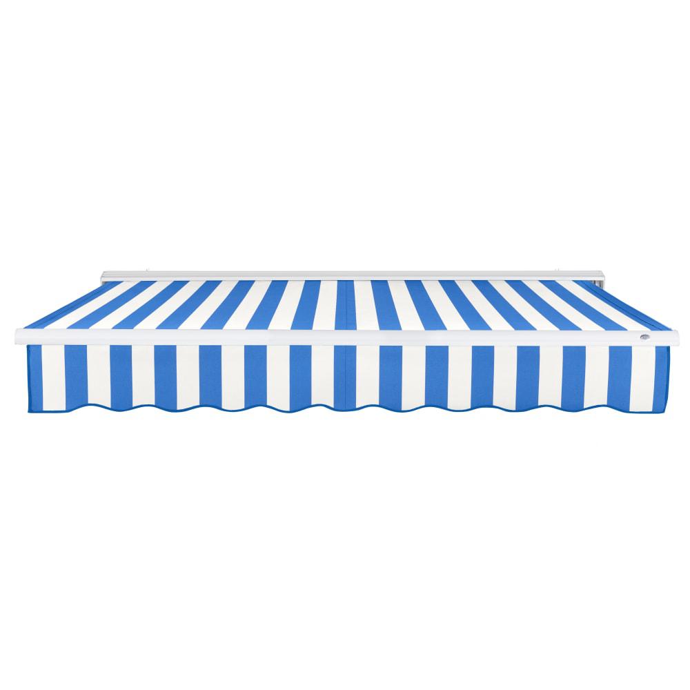 Destin Right Motorized Patio Retractable Awning, Bright Blue/White Stripe. Picture 3