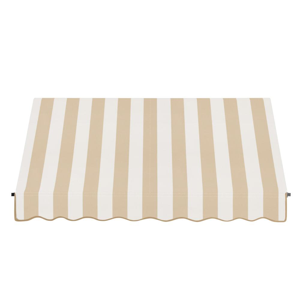 Awntech 6.375 ft Santa Fe Fixed Awning Acrylic Fabric, Linen/White Stripe. Picture 2