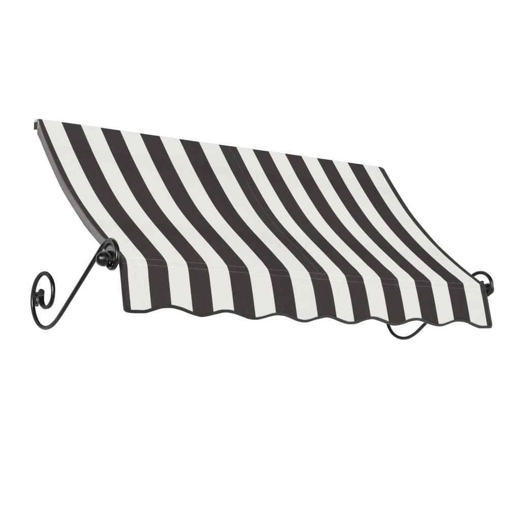 Awntech 6.375 ft Charleston Fixed Awning Acrylic Fabric, Black/White Stripe. Picture 1