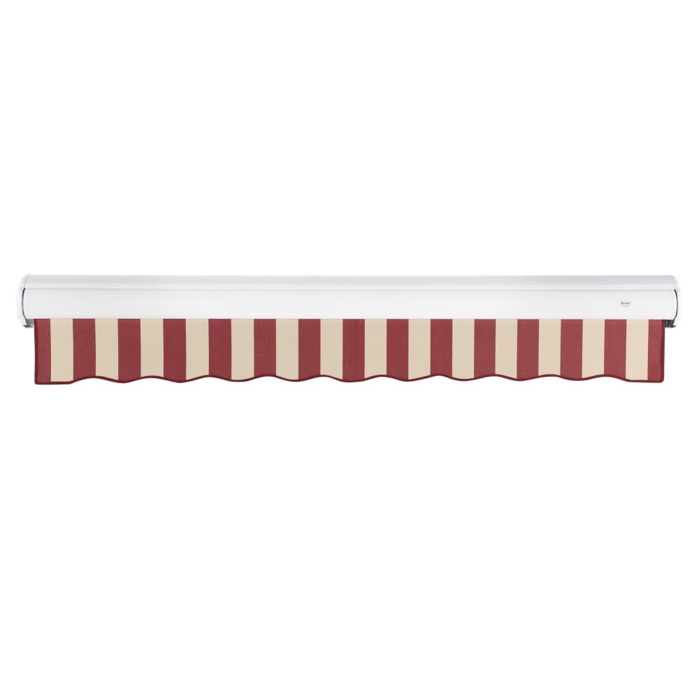 18' x 10' Full Cassette Manual Patio Retractable Awning, Burgundy/Tan Stripe. Picture 4