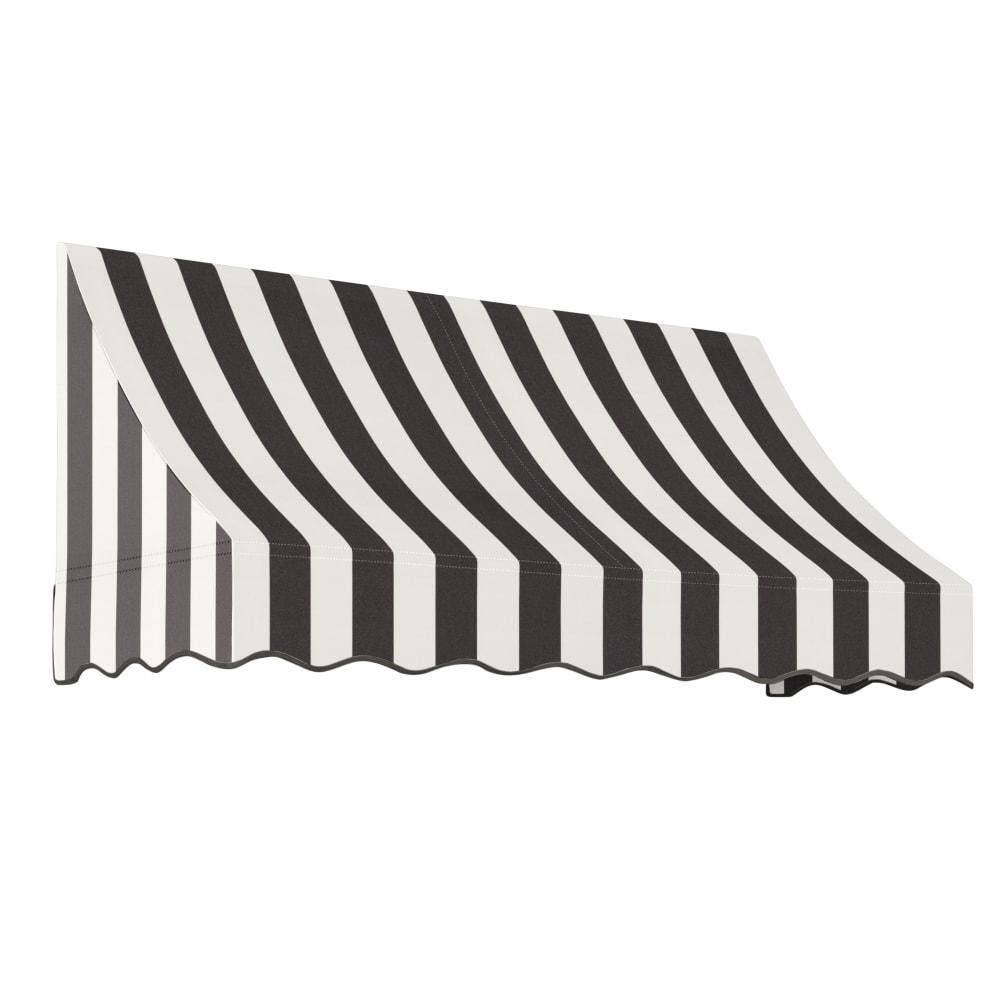Awntech 8.375 ft Nantucket Fixed Awning Acrylic Fabric, Black/White Stripe. Picture 1