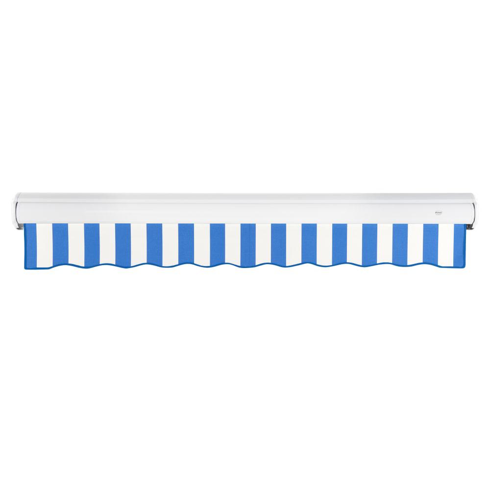 Full Cassette Manual Patio Retractable Awning, Bright Blue/White Stripe. Picture 4