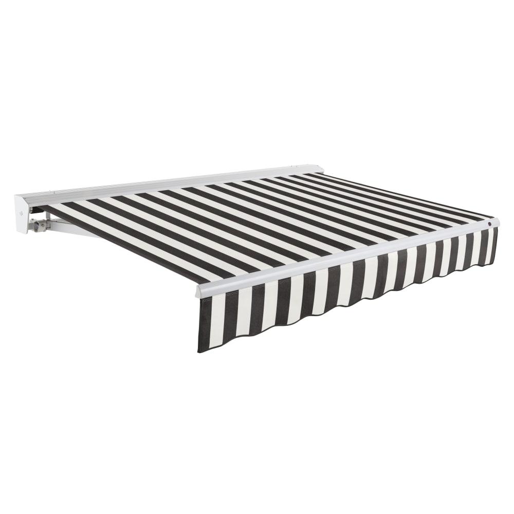 24' x 10' Destin Right Motorized Patio Retractable Awning, Black/White Stripe. Picture 1