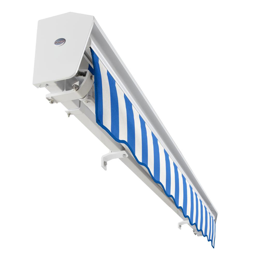 Destin Right Motorized Patio Retractable Awning, Bright Blue/White Stripe. Picture 5