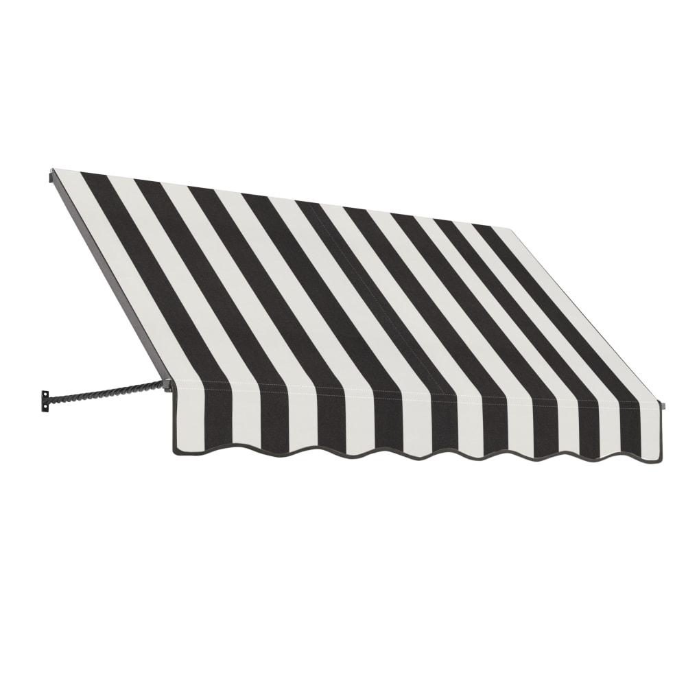 Awntech 5.375 ft Santa Fe Fixed Awning Acrylic Fabric, Black/White Stripe. Picture 1