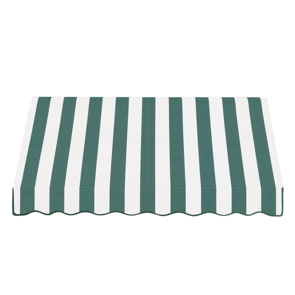 Awntech 7.375 ft Dallas Retro Fixed Awning Acrylic Fabric, Forest/White Stripe. Picture 2