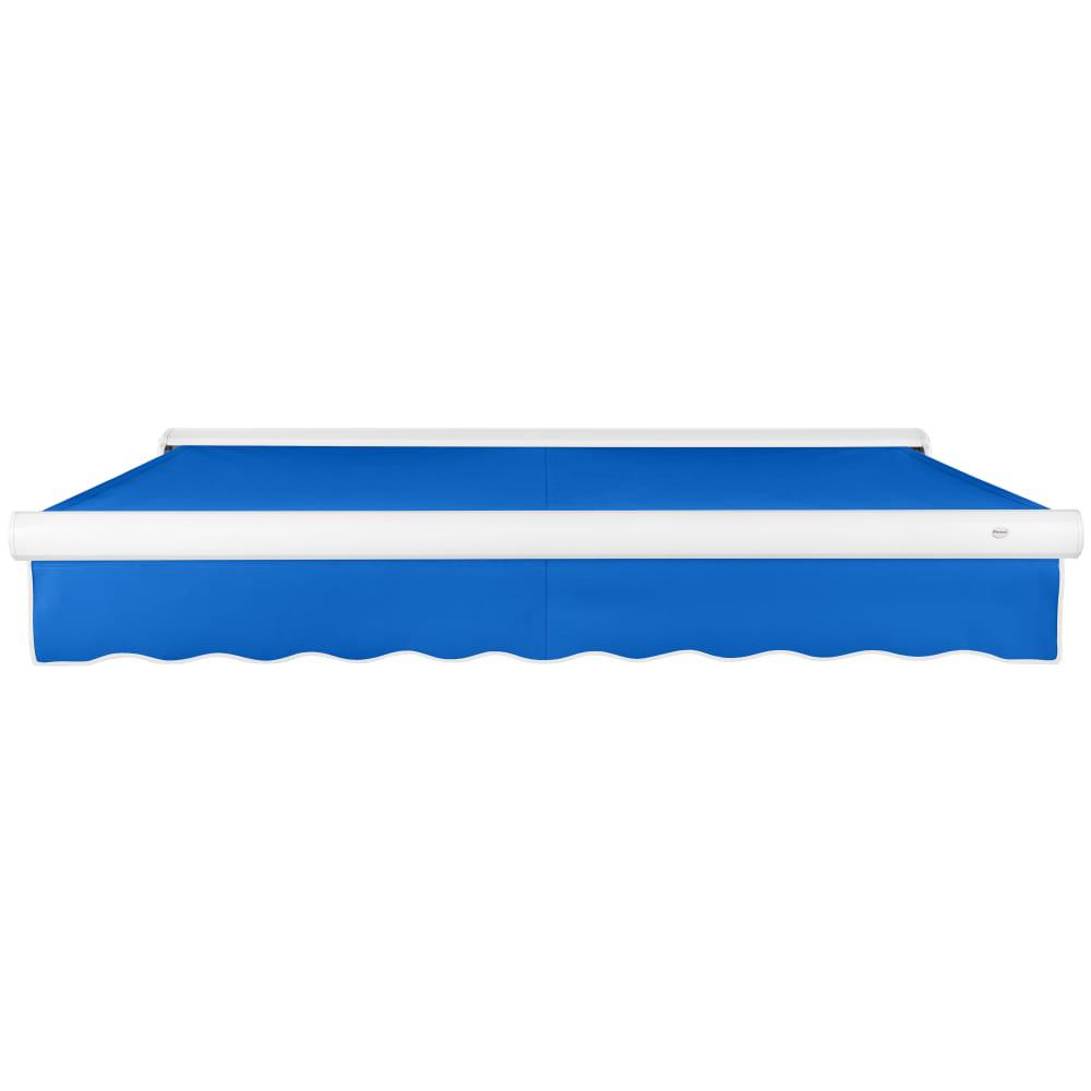 8' x 6.5' Full Cassette Manual Patio Retractable Awning, Bright Blue. Picture 3