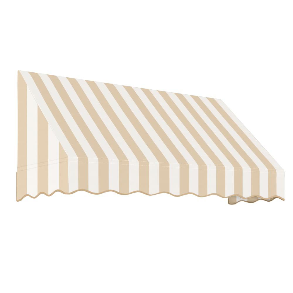 Awntech 8.375 ft San Francisco Fixed Awning Acrylic Fabric, Linen/White Stripe. Picture 1