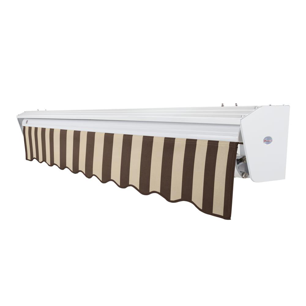 12' x 10' Destin Left Motorized Patio Retractable Awning, Brown/Tan Stripe. Picture 2