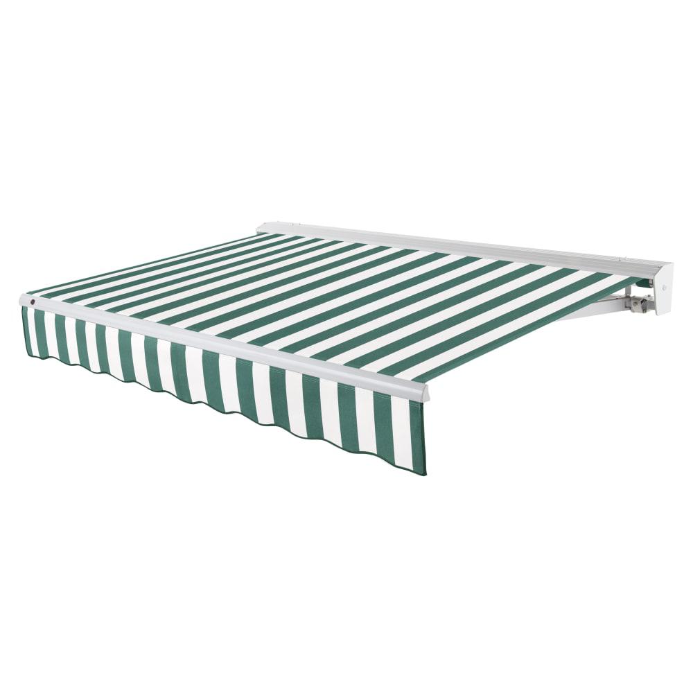 12' x 10' Destin Left Motorized Patio Retractable Awning, Forest/White Stripe. Picture 1