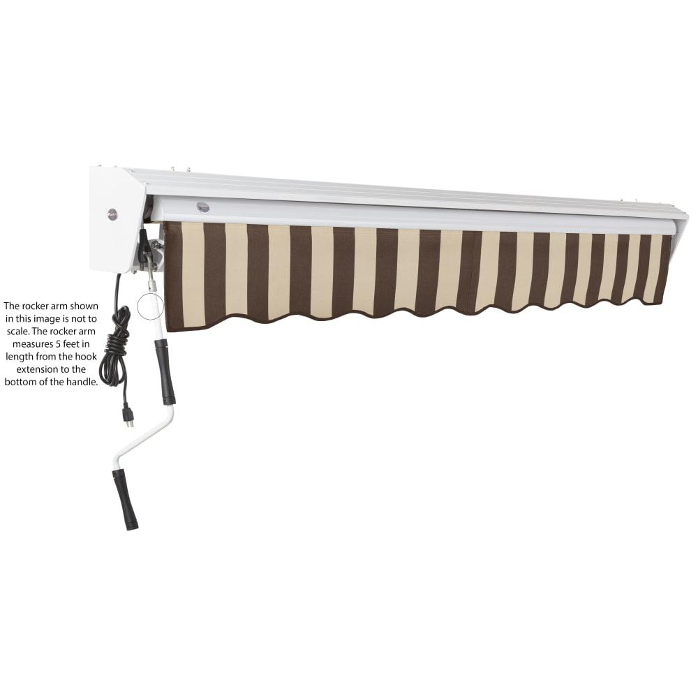 12' x 10' Destin Left Motorized Patio Retractable Awning, Brown/Tan Stripe. Picture 6