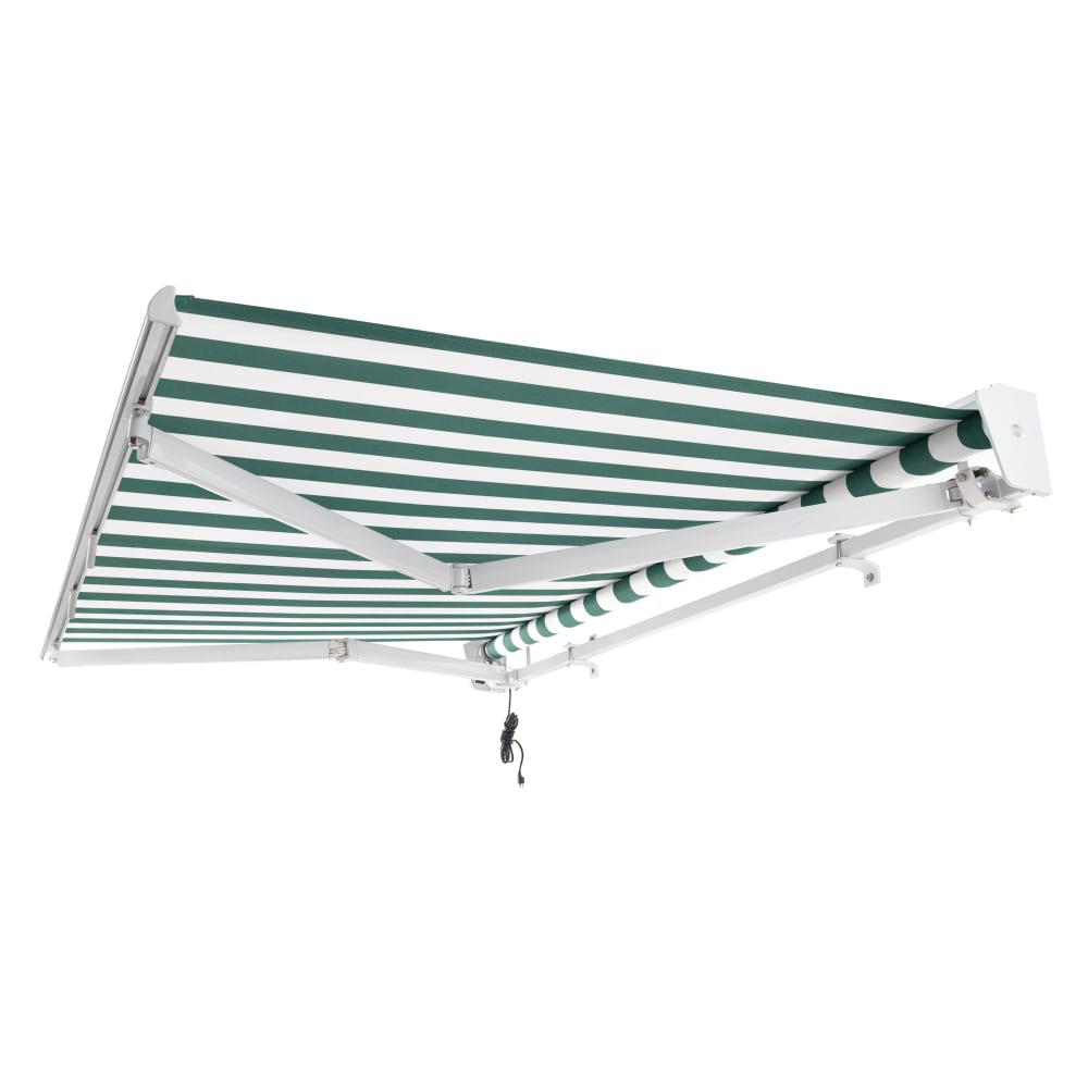 12' x 10' Destin Left Motorized Patio Retractable Awning, Forest/White Stripe. Picture 7