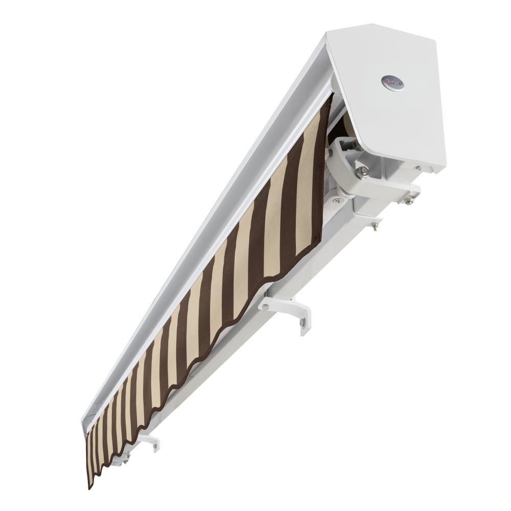 12' x 10' Destin Left Motorized Patio Retractable Awning, Brown/Tan Stripe. Picture 5