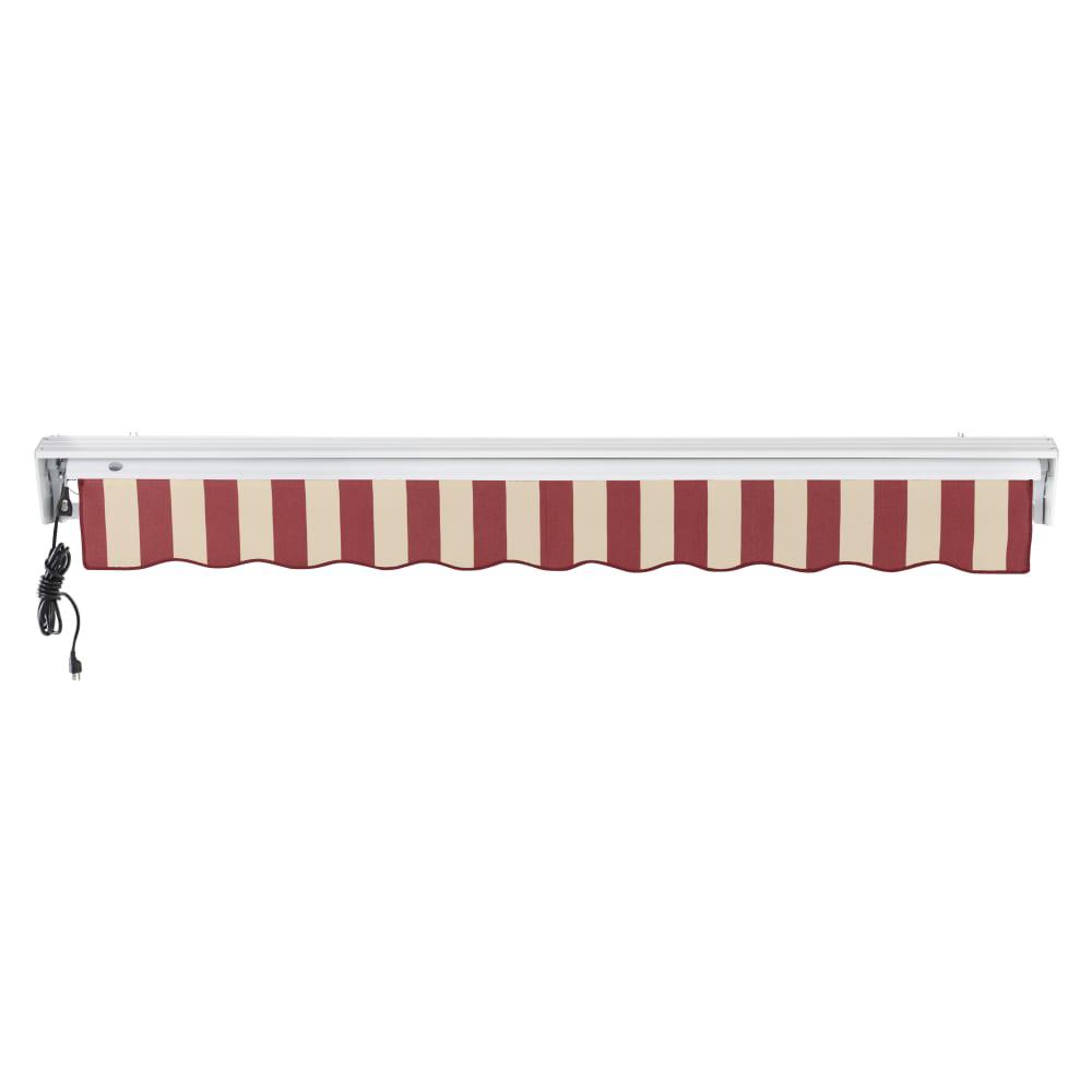 12' x 10' Destin Left Motorized Patio Retractable Awning, Burgundy/Tan Stripe. Picture 4