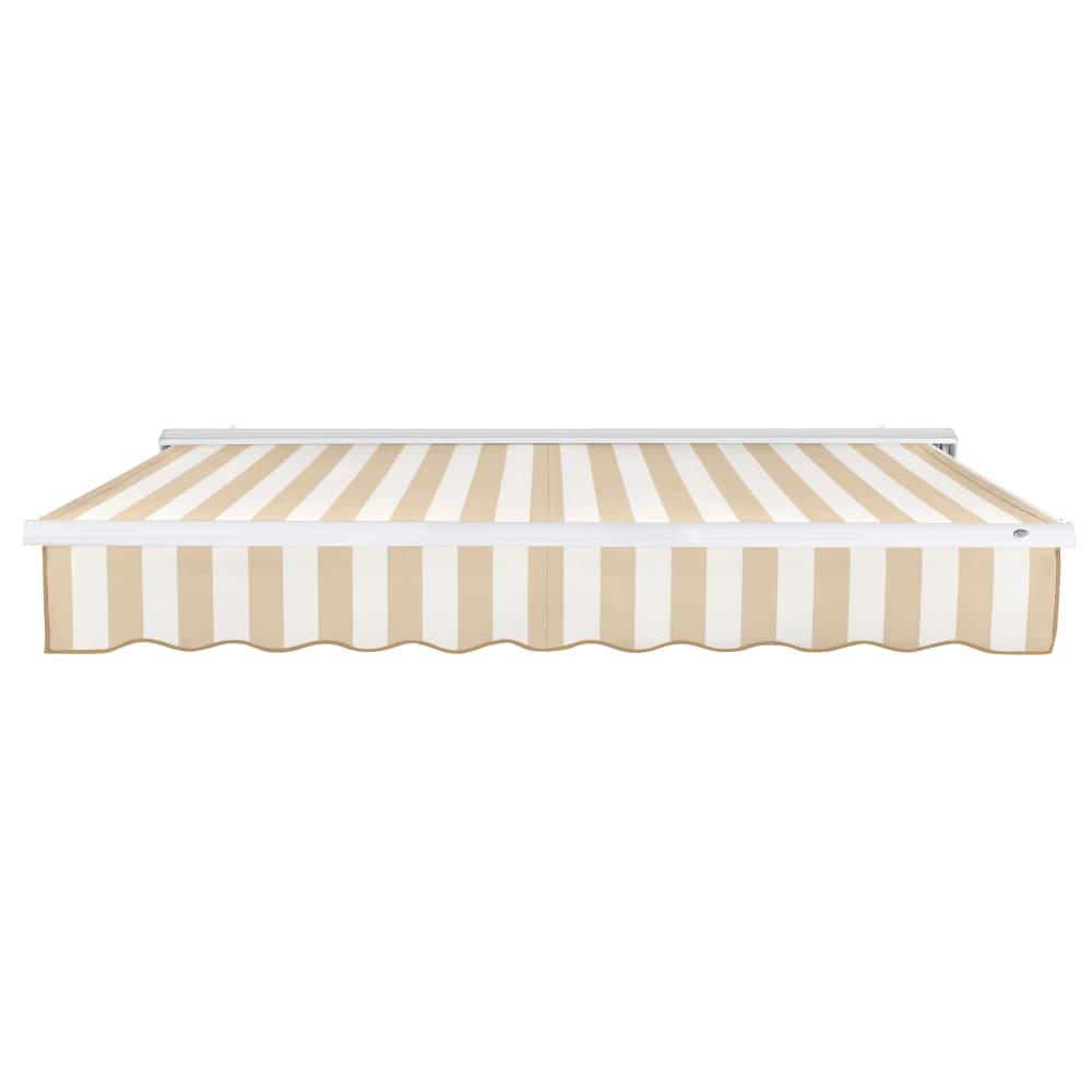 12' x 10' Destin Manual Patio Retractable Awning, Linen/White Stripe. Picture 3