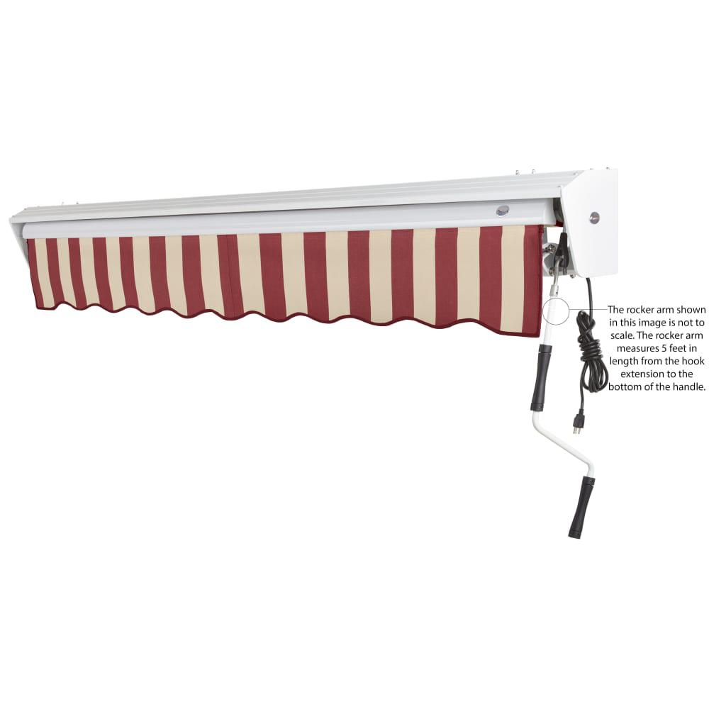 12' x 10' Destin Right Motorized Patio Retractable Awning, Burgundy/Tan Stripe. Picture 6