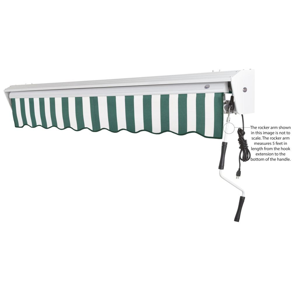 12' x 10' Destin Right Motorized Patio Retractable Awning, Forest/White Stripe. Picture 6