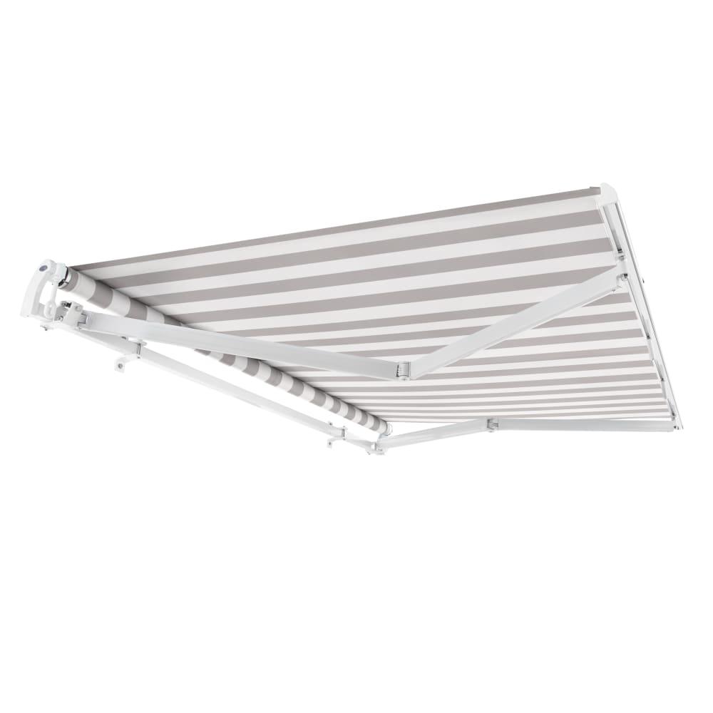 12' x 10' Maui Manual Patio Retractable Awning Acrylic Fabric, Gray/White Stripe. Picture 7