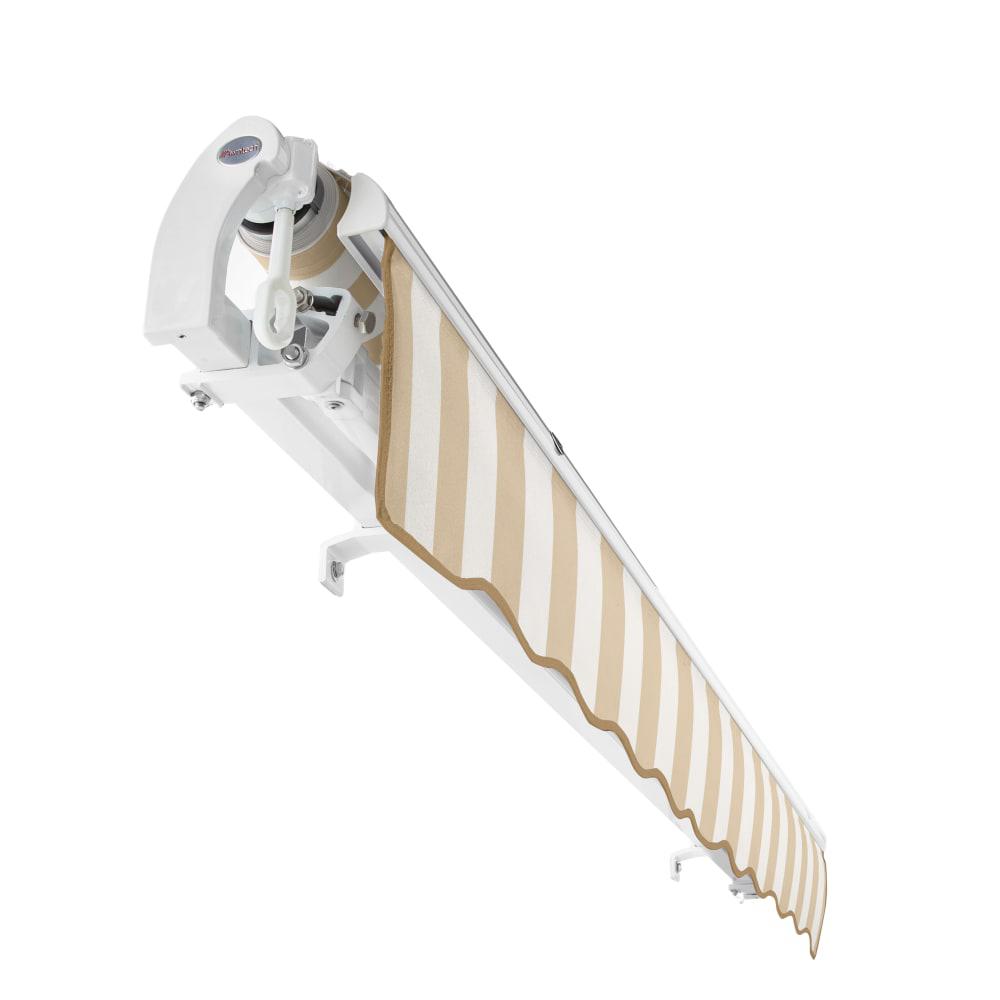 12' x 10' Maui Manual Patio Retractable Awning, Linen/White Stripe. Picture 5