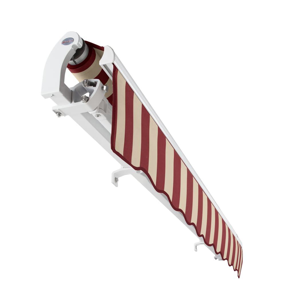 12' x 10' Maui Right Motorized Patio Retractable Awning, Burgundy/Tan Stripe. Picture 5