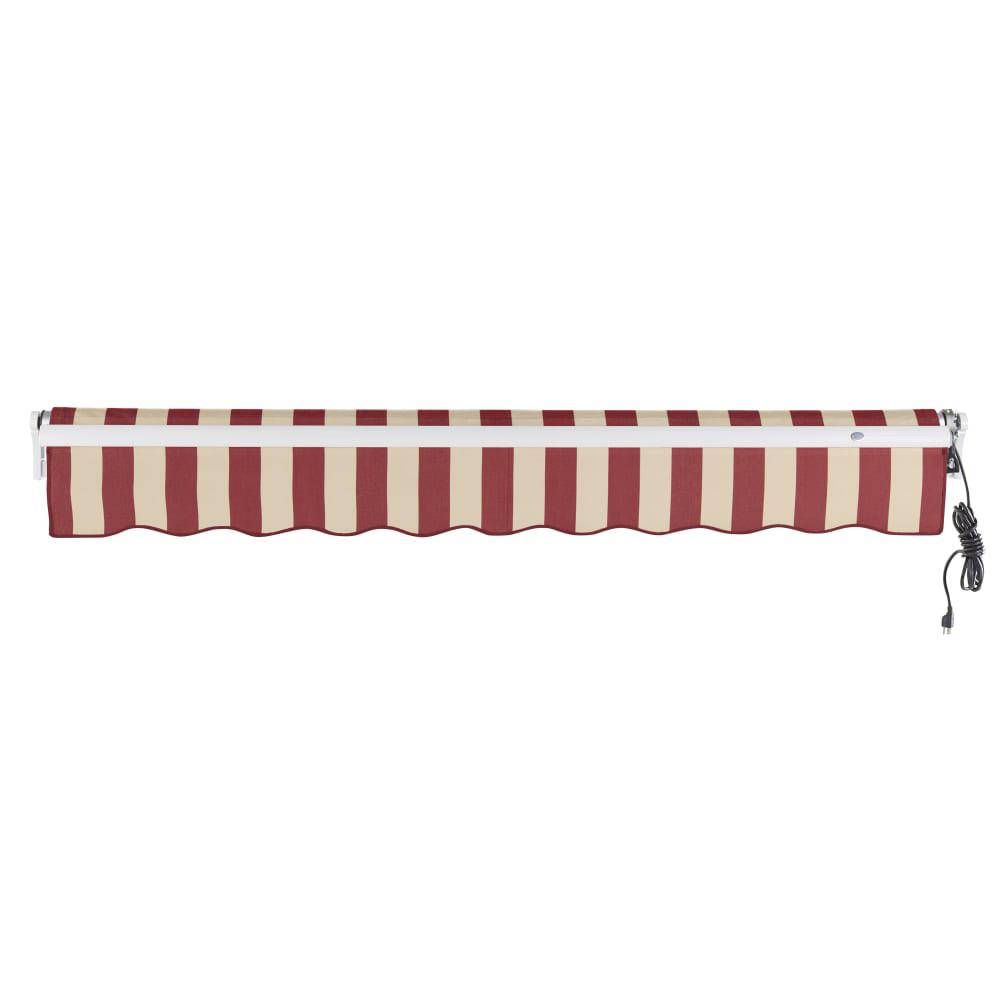 12' x 10' Maui Right Motorized Patio Retractable Awning, Burgundy/Tan Stripe. Picture 4