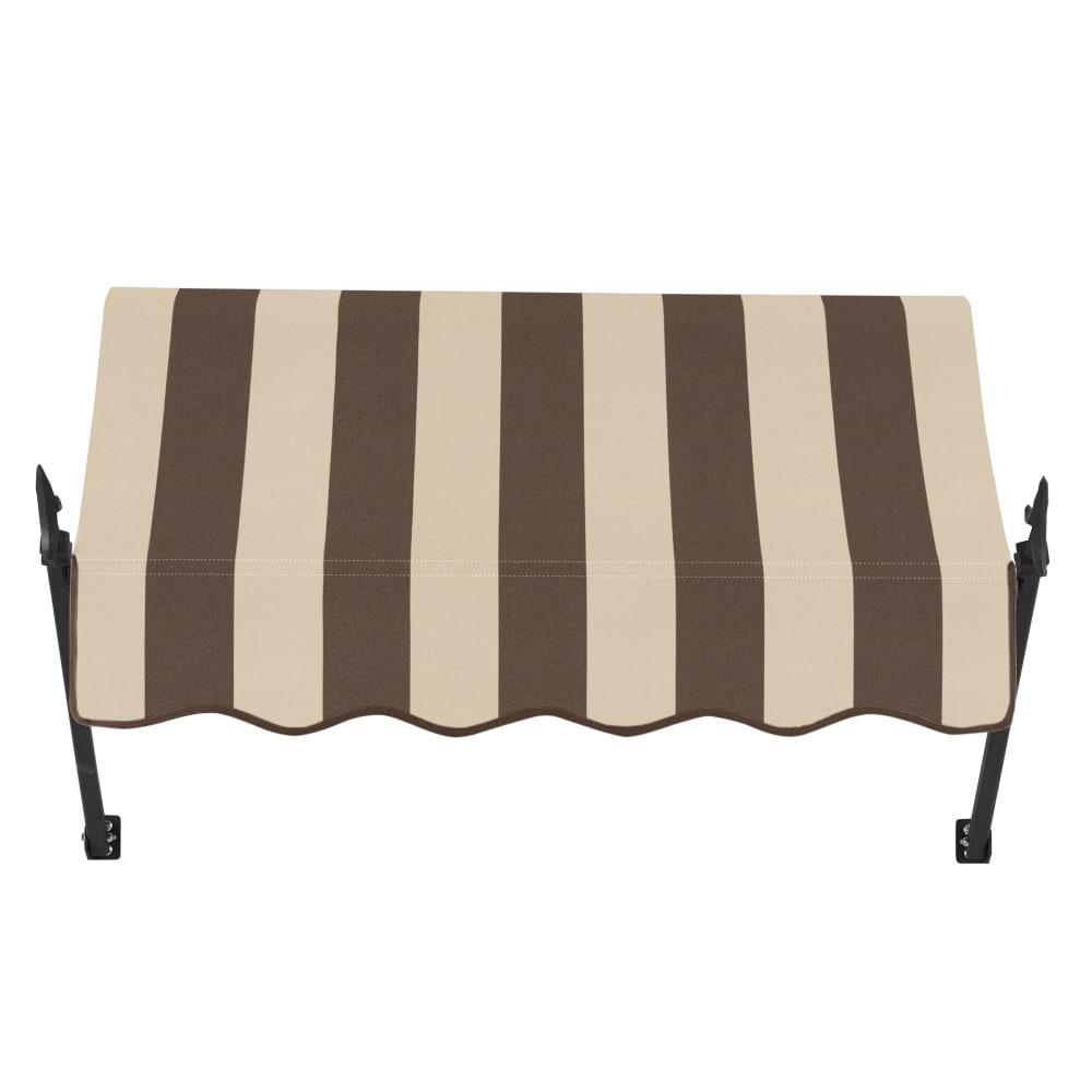 Awntech 4.375 ft New Orleans Fixed Awning Acrylic Fabric, Brown/Tan Stripe. Picture 2