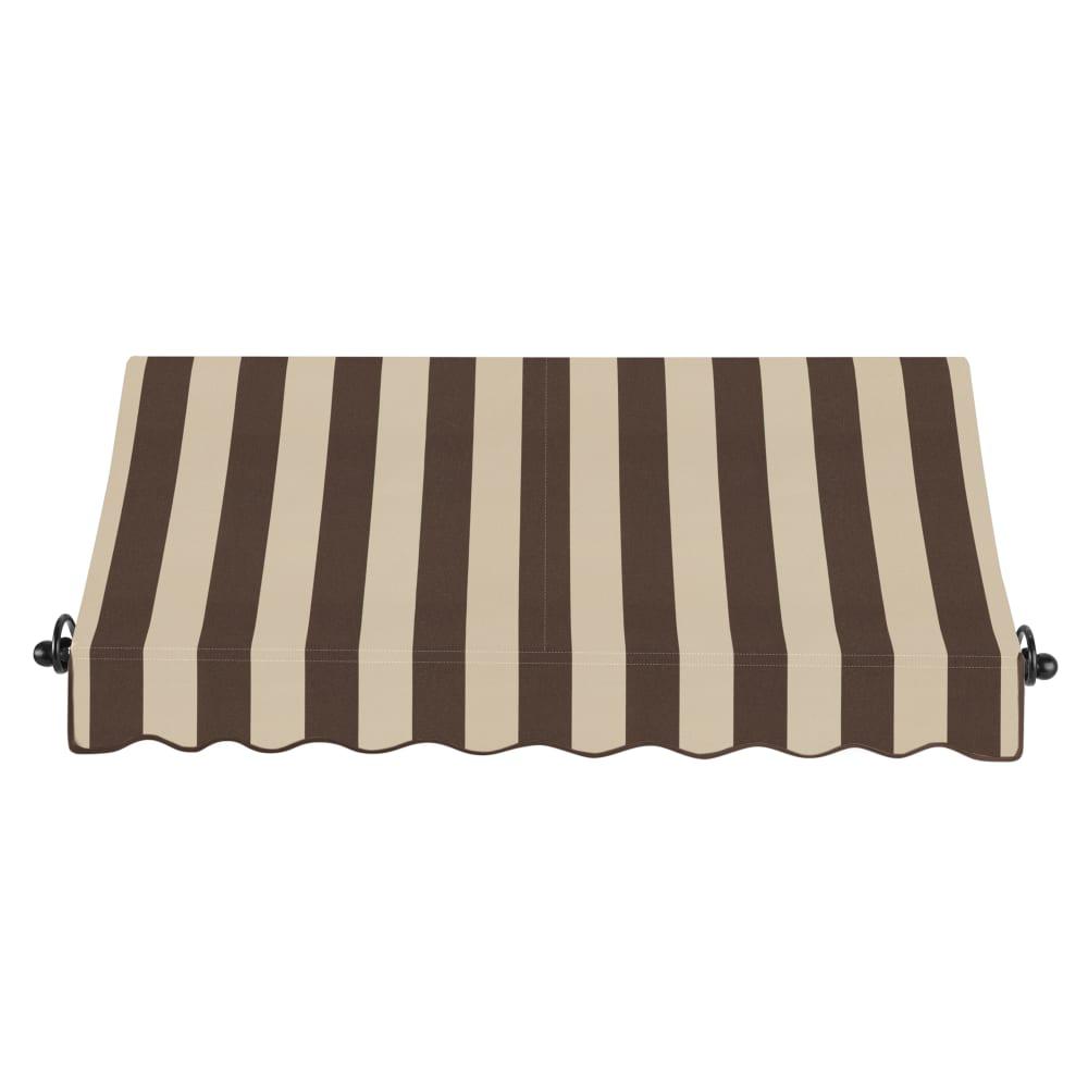 Awntech 7.375 ft Charleston Fixed Awning Acrylic Fabric, Brown/Tan Stripe. Picture 2