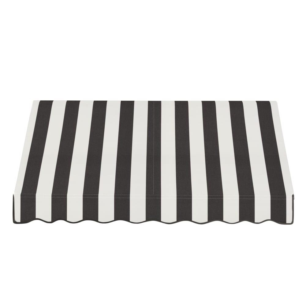Awntech 6.375 ft Dallas Retro Fixed Awning Acrylic Fabric, Black/White Stripe. Picture 2