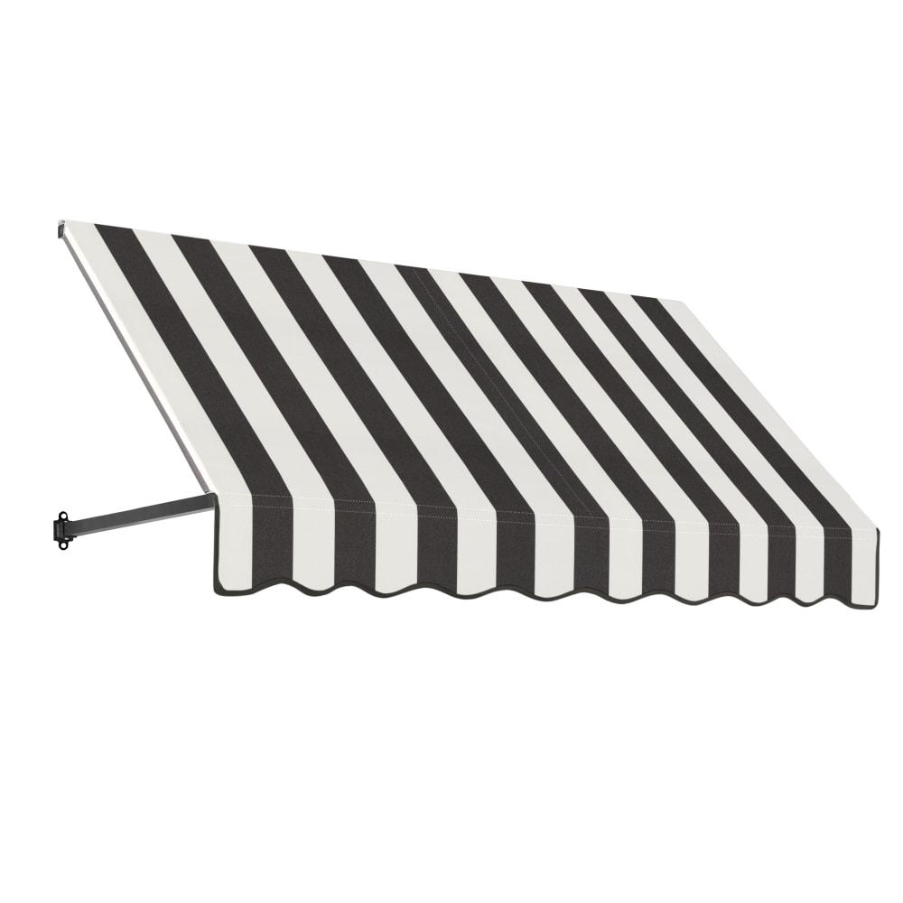 Awntech 6.375 ft Dallas Retro Fixed Awning Acrylic Fabric, Black/White Stripe. Picture 1