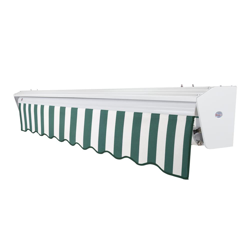 24' x 10' Destin Left Motorized Patio Retractable Awning, Forest/White Stripe. Picture 2