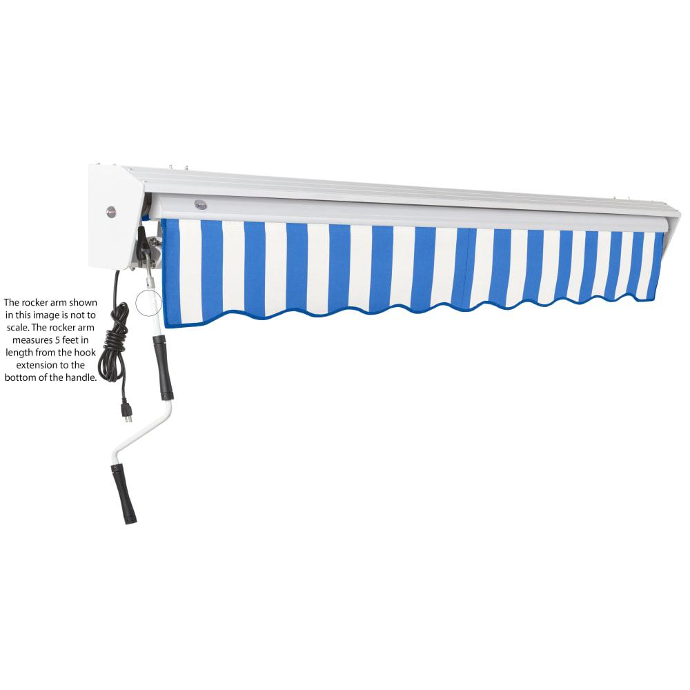 Destin Left Motorized Patio Retractable Awning, Bright Blue/White Stripe. Picture 6
