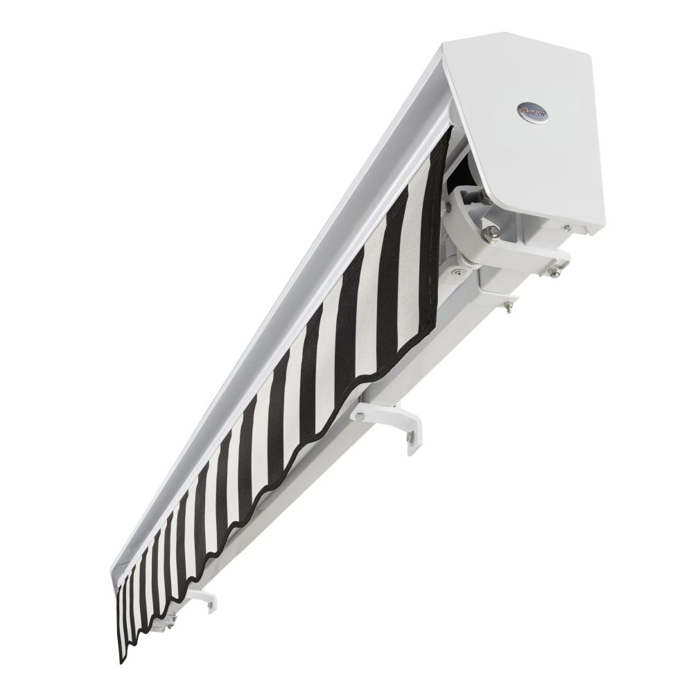 24' x 10' Destin Left Motorized Patio Retractable Awning, Black/White Stripe. Picture 5