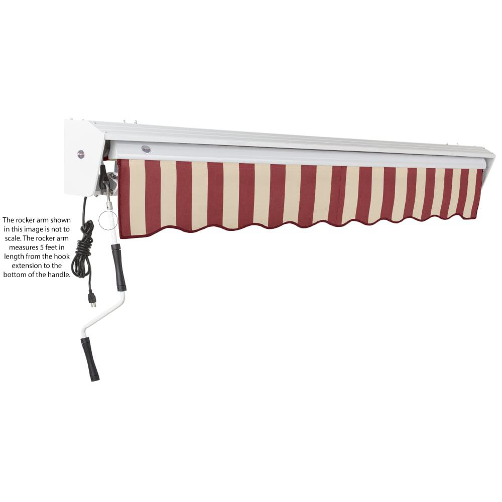 14' x 10' Destin Manual Patio Retractable Awning, Burgundy/Tan Stripe. Picture 6
