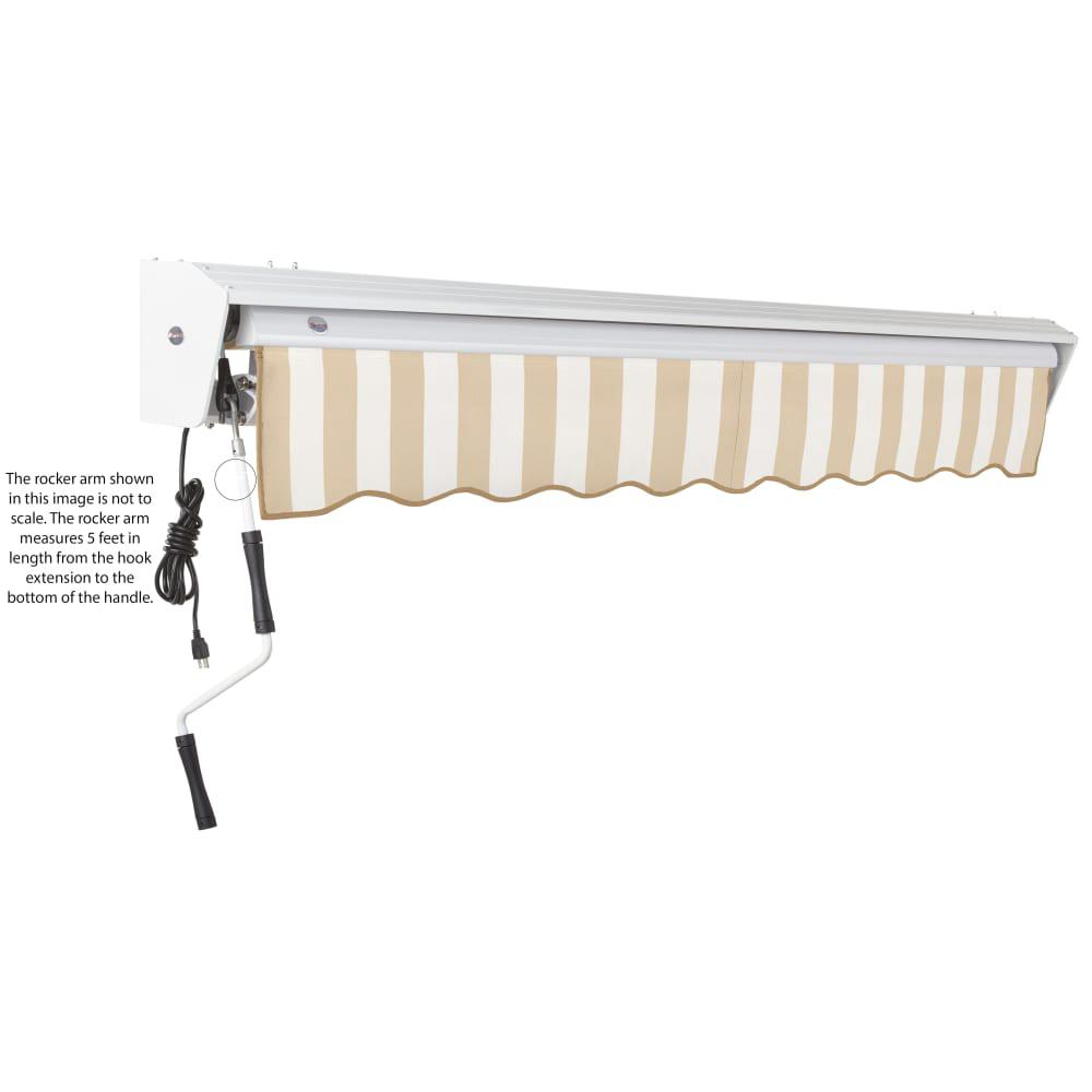 14' x 10' Destin Manual Patio Retractable Awning, Linen/White Stripe. Picture 6