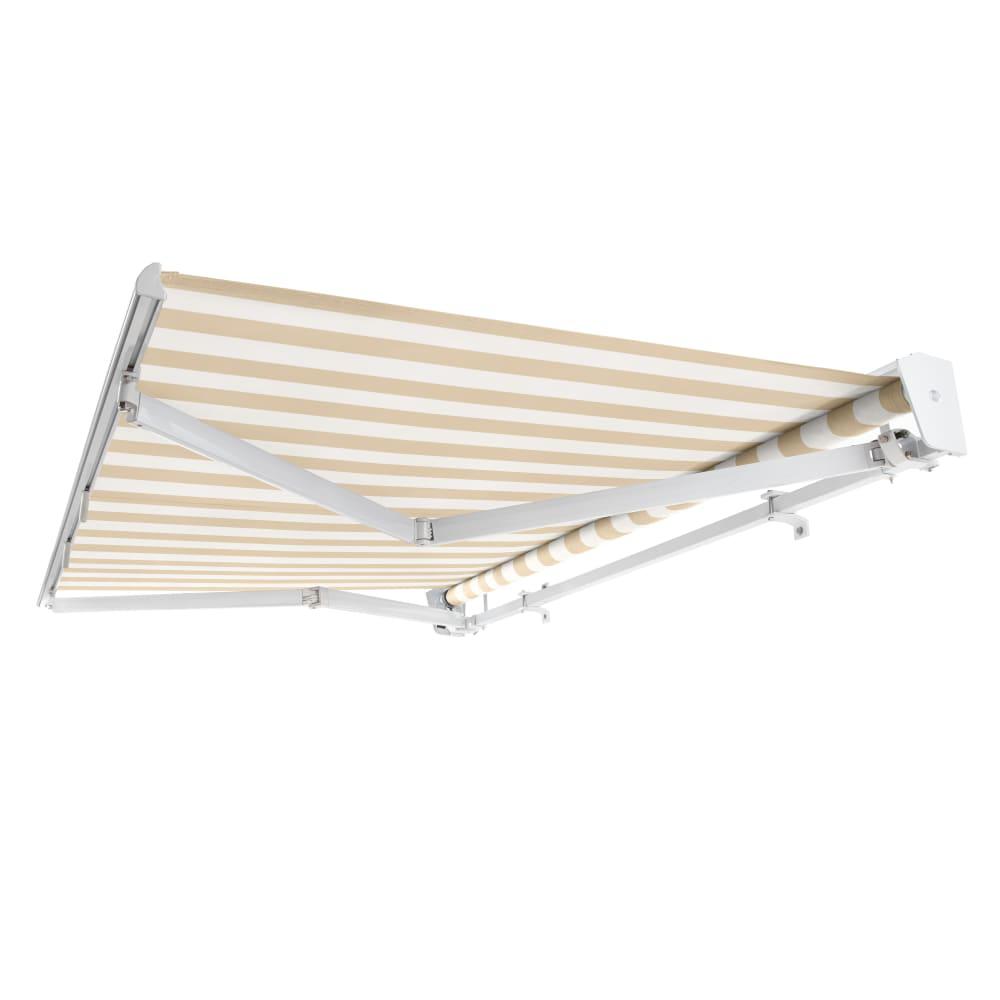 14' x 10' Destin Manual Patio Retractable Awning, Linen/White Stripe. Picture 7