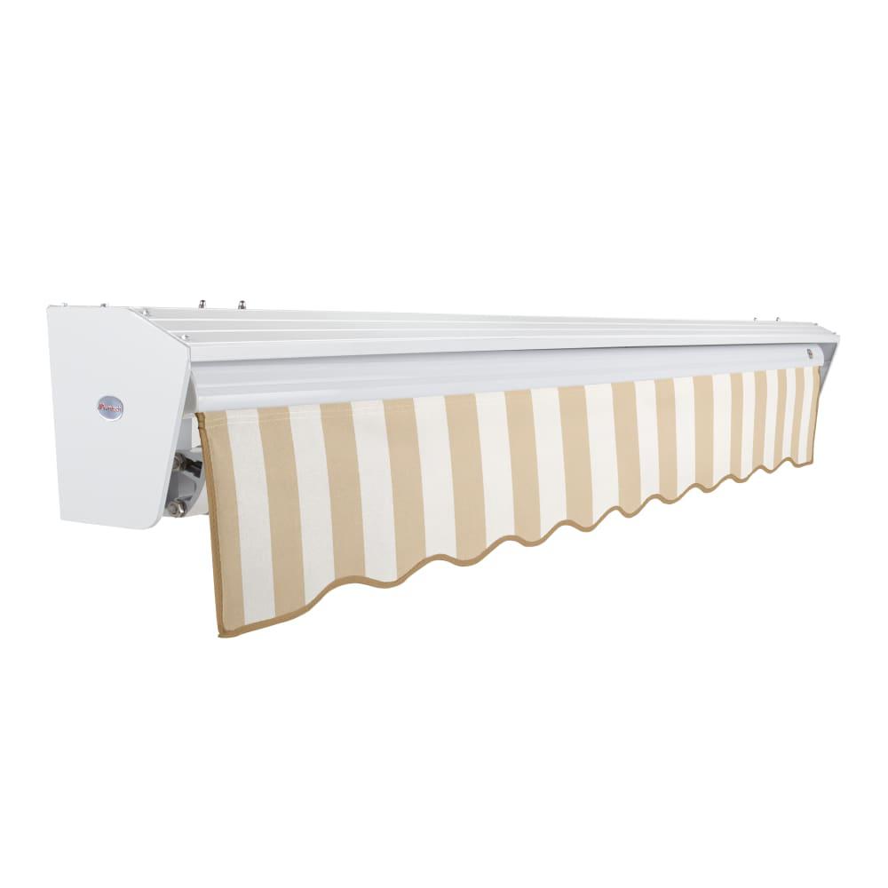 14' x 10' Destin Manual Patio Retractable Awning, Linen/White Stripe. Picture 2