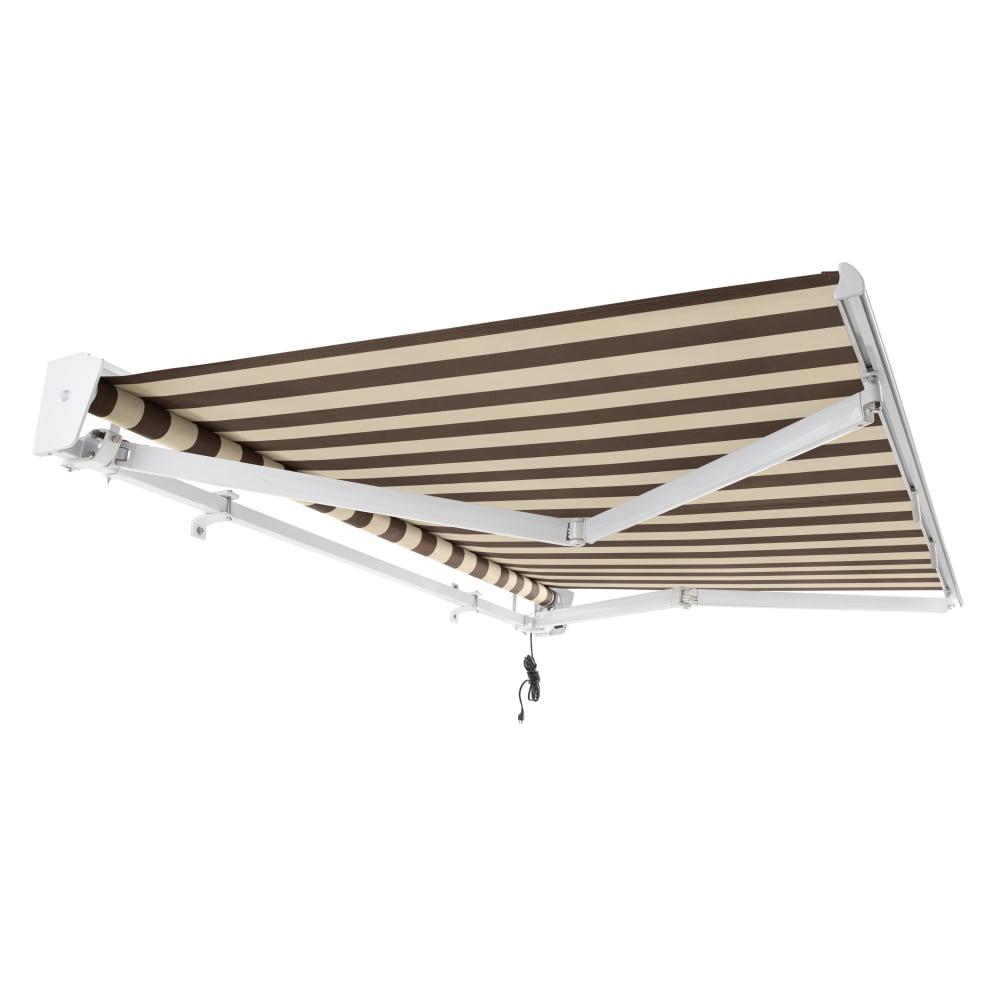 14' x 10' Destin Right Motorized Patio Retractable Awning, Brown/Tan Stripe. Picture 7
