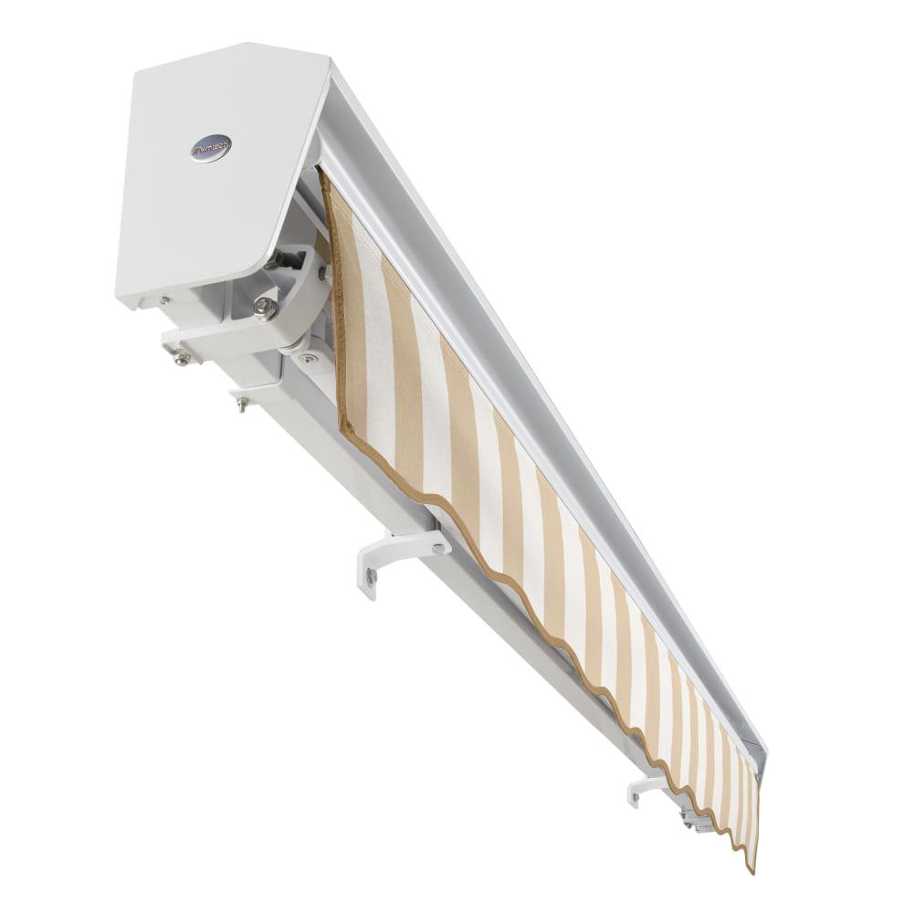 14' x 10' Destin Manual Patio Retractable Awning, Linen/White Stripe. Picture 5