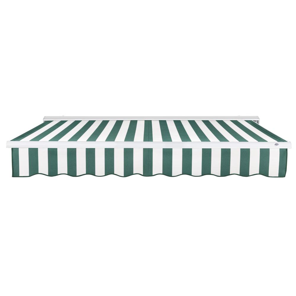 24' x 10' Destin Left Motorized Patio Retractable Awning, Forest/White Stripe. Picture 3