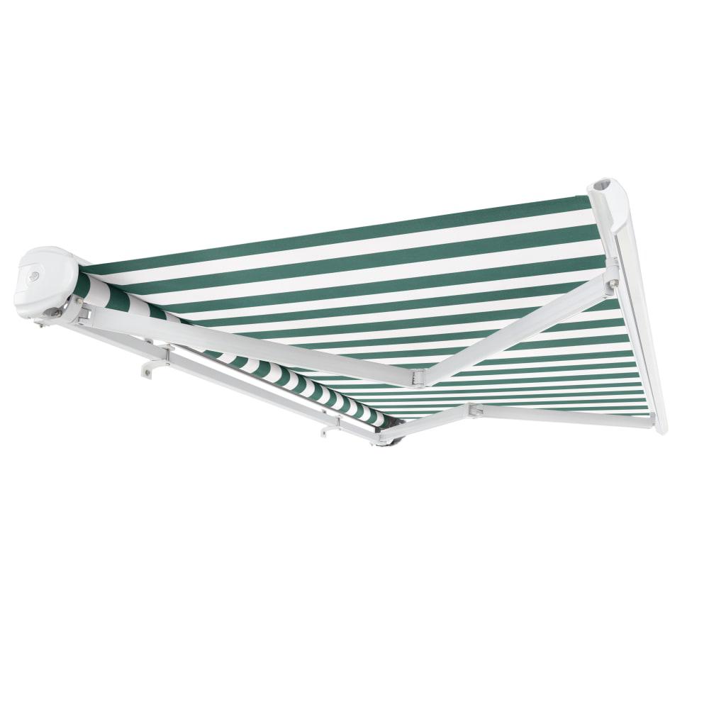 14' x 10' Full Cassette Manual Patio Retractable Awning, Forest/White Stripe. Picture 7