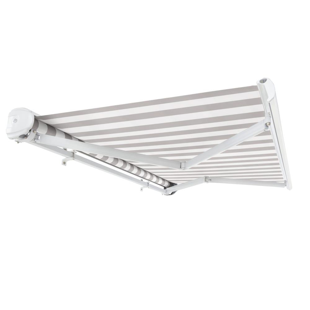 14' x 10' Full Cassette Manual Patio Retractable Awning, Gray/White Stripe. Picture 7