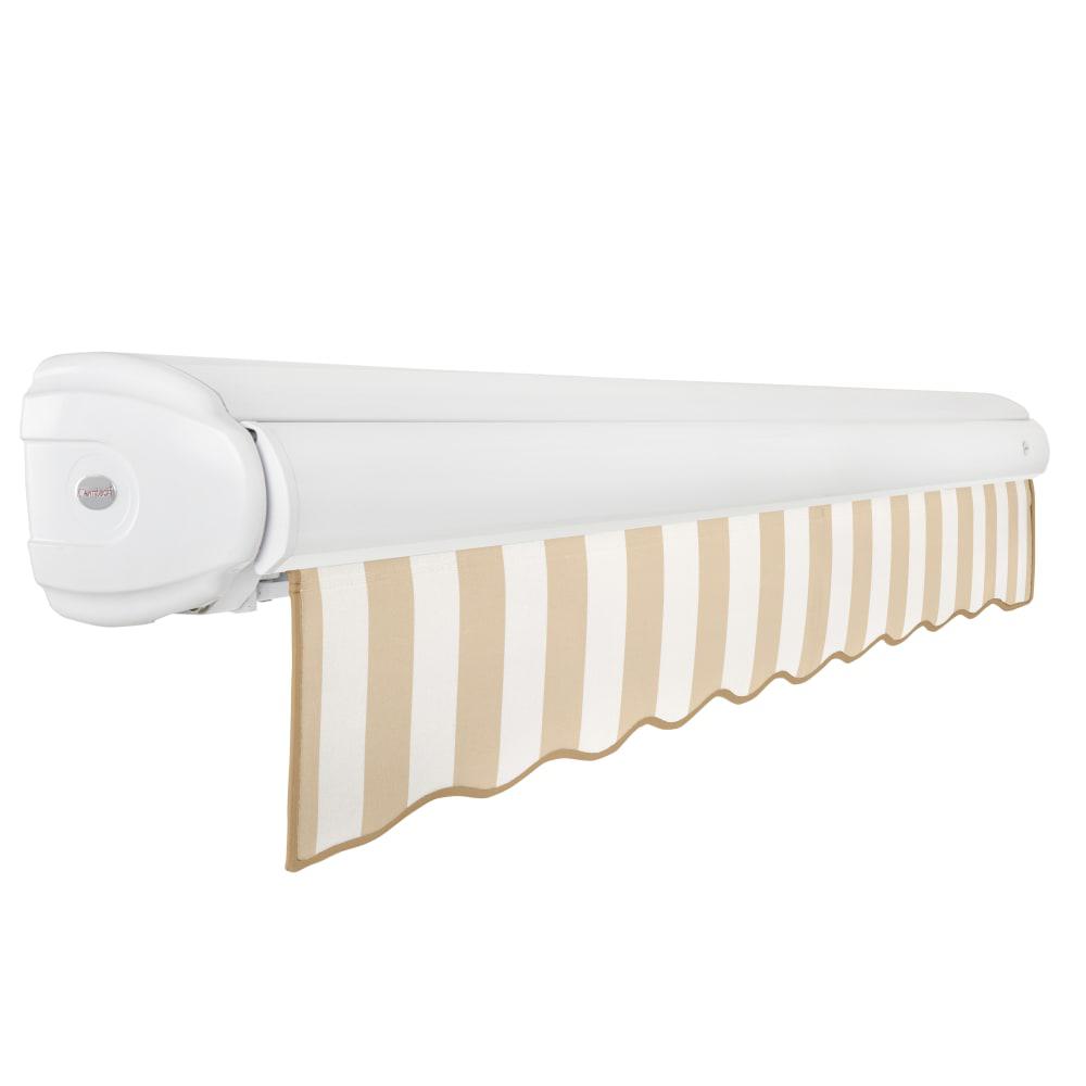 14' x 10' Full Cassette Manual Patio Retractable Awning, Linen/White Stripe. Picture 2