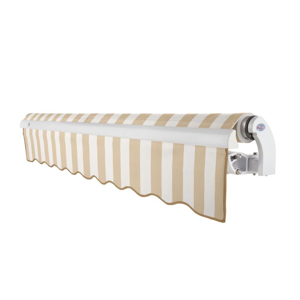 14' x 10' Maui Left Motorized Patio Retractable Awning, Linen/White Stripe. Picture 2
