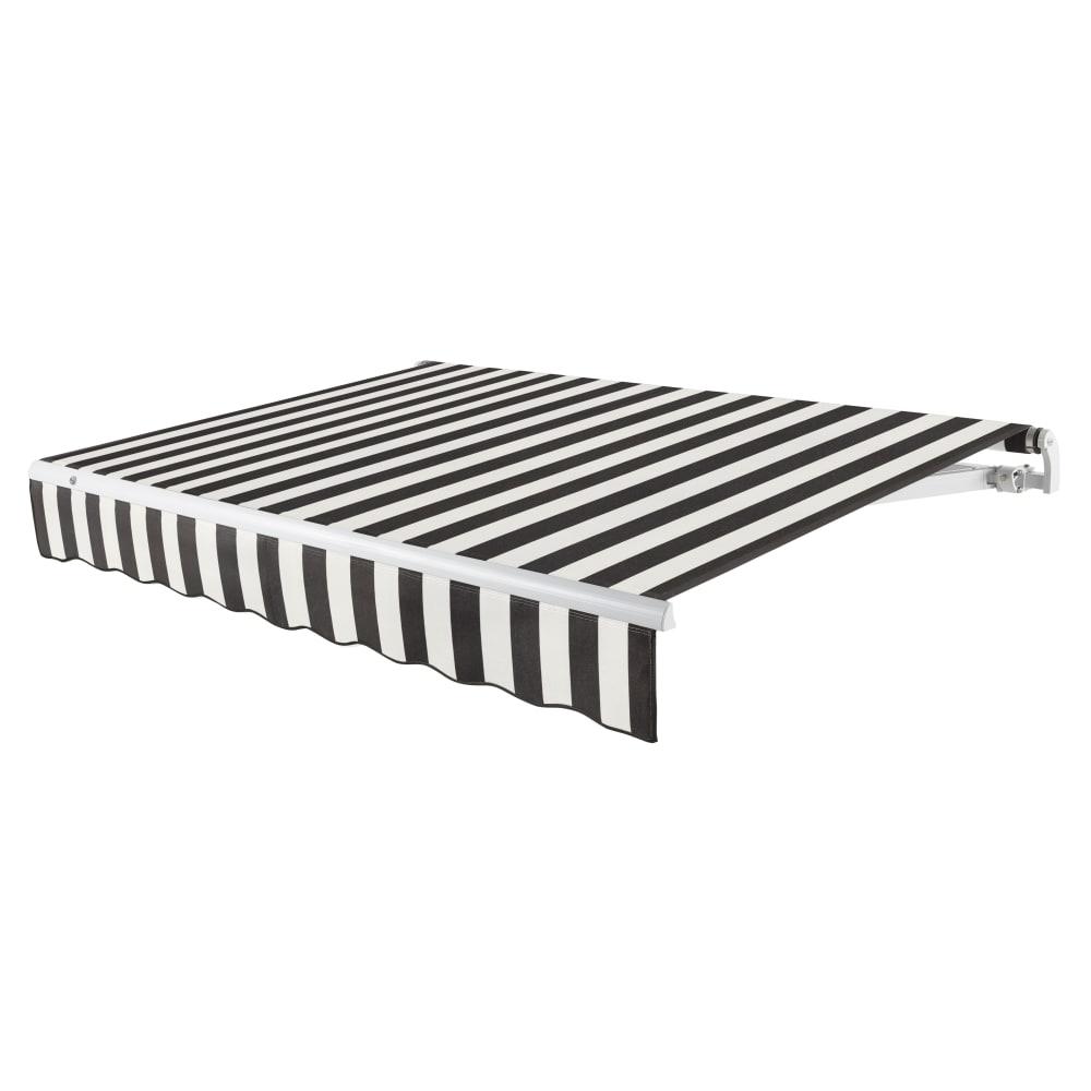 14' x 10' Maui Left Motorized Patio Retractable Awning, Black/White Stripe. Picture 1
