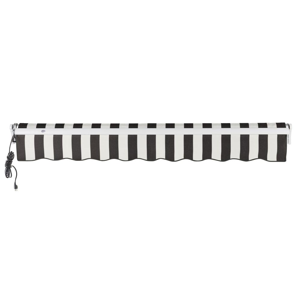 14' x 10' Maui Left Motorized Patio Retractable Awning, Black/White Stripe. Picture 4