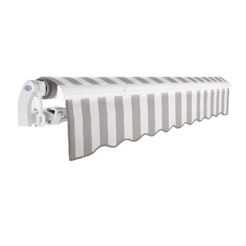 14' x 10' Maui Manual Patio Retractable Awning Acrylic Fabric, Gray/White Stripe. Picture 2